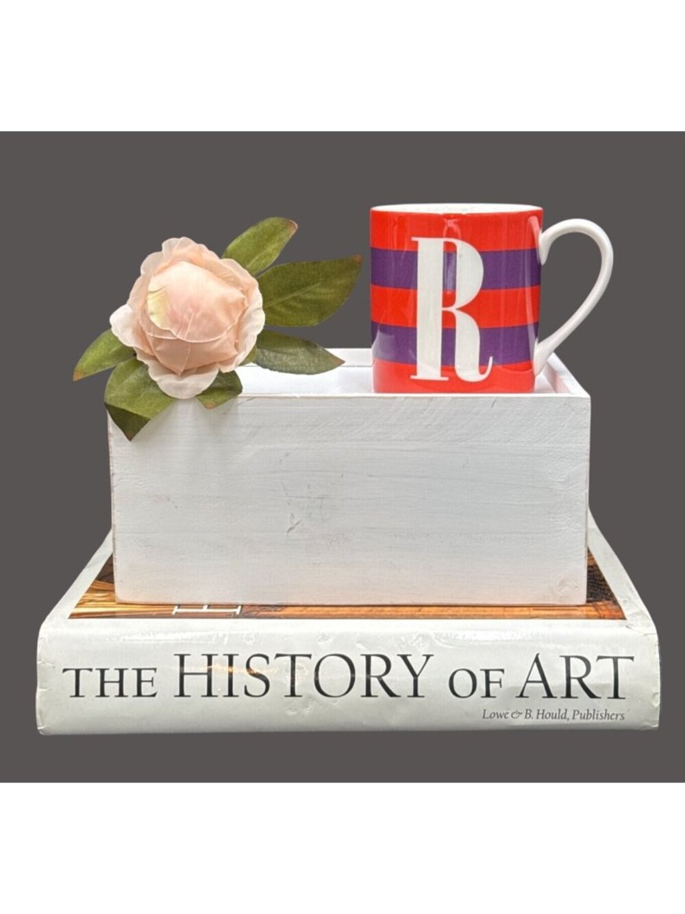 Kate Spade Lenox Wickford Red Letter Day "R" Mug Purple & Red Striped Porcelain